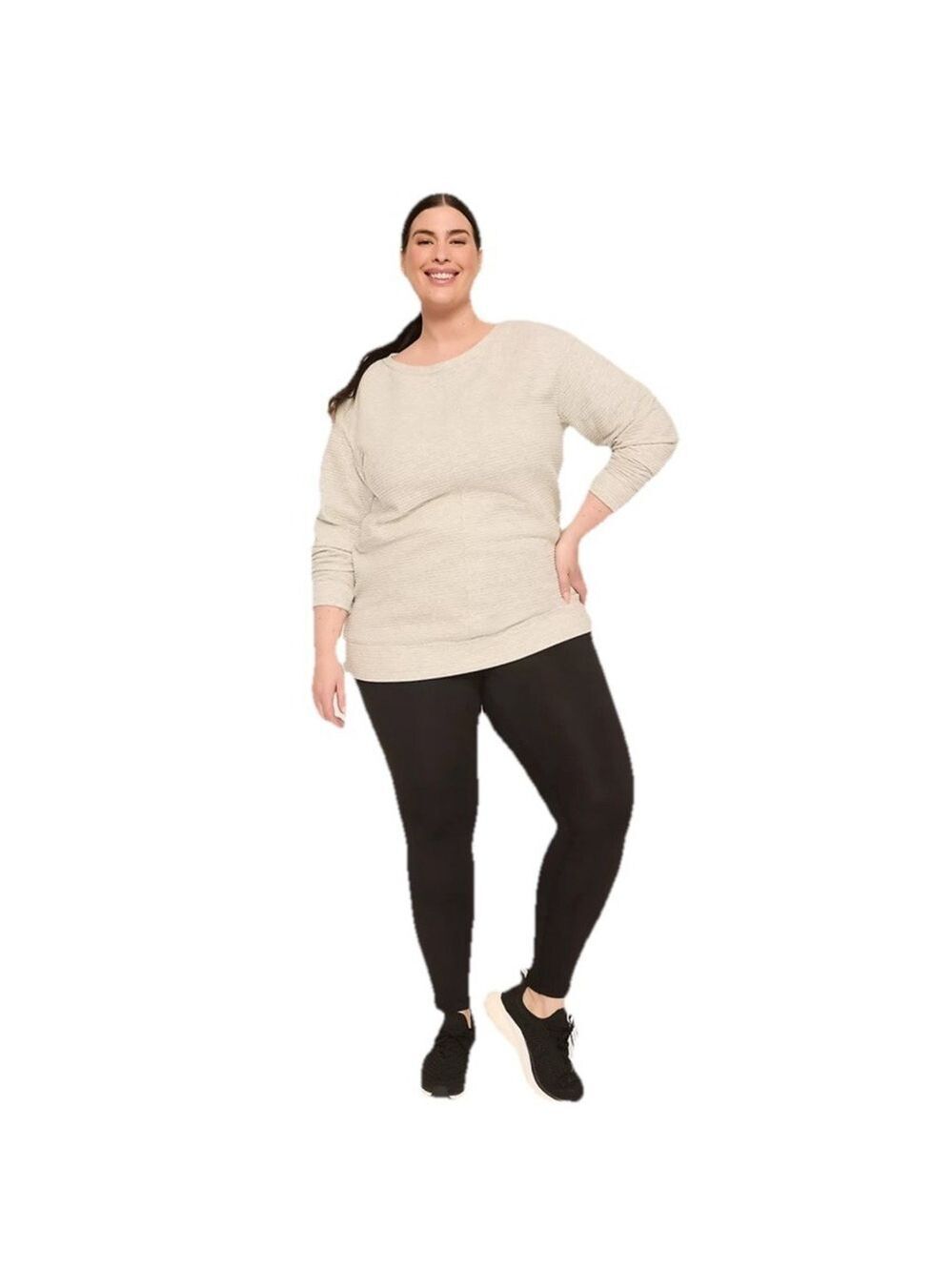 Lane Bryant Boat Neck Ribbed Sweater 14/16 Cream Boho Minimalist Coastal Grandma